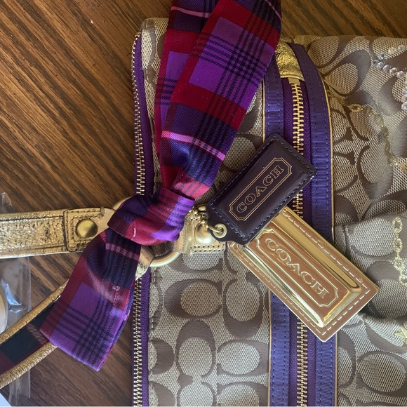 Coach Poppy Tartan Plaid Large Glam bag Purse - Picture 5 of 7